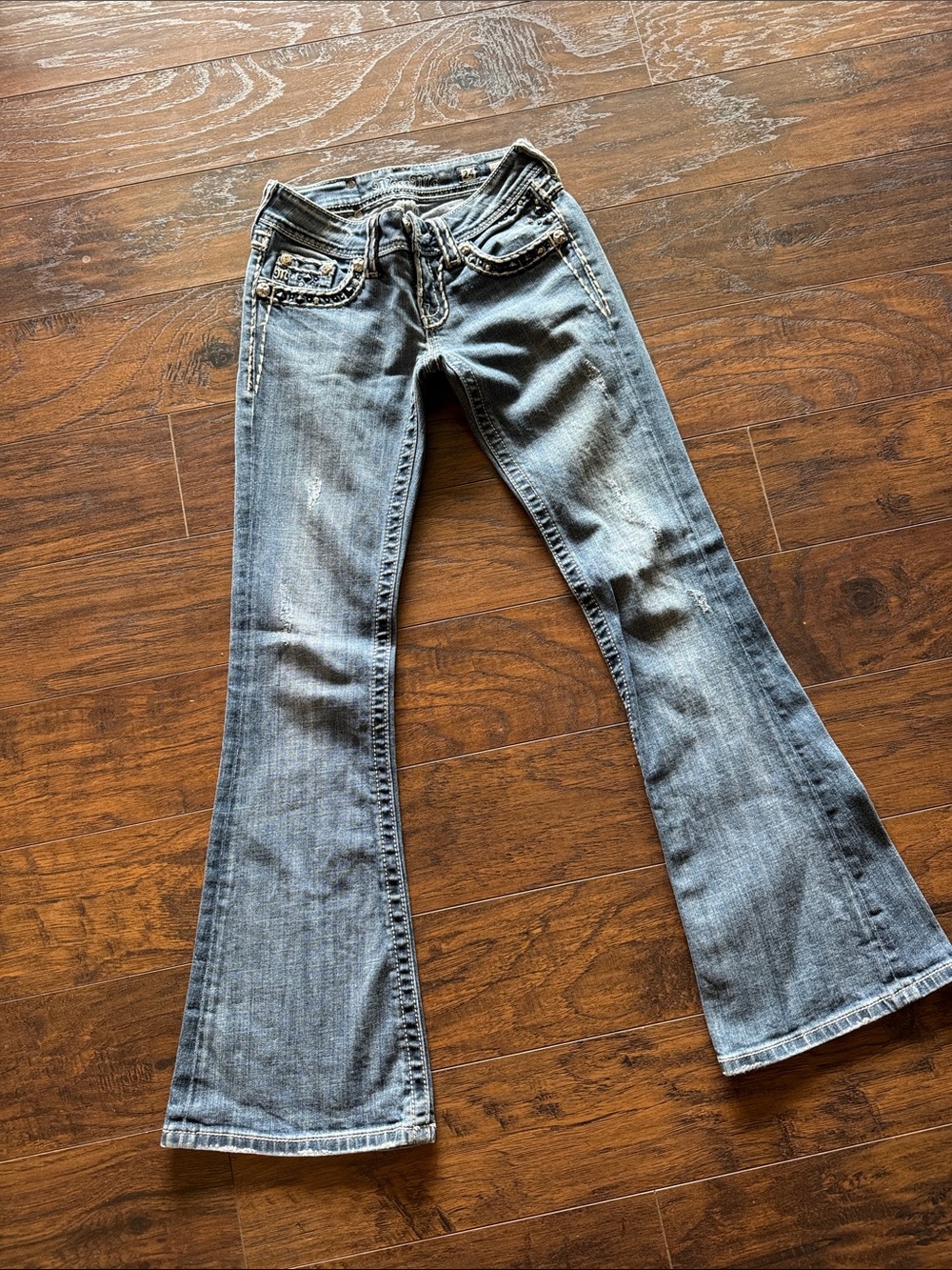 Miss Me Light Blue Distressed Flare Jeans